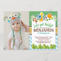 Blue Jungle Safari Zoo animal Anniversaire Photo