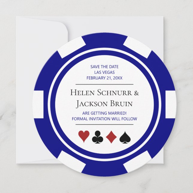Invitation Blue Las Vegas Mariage Enregistrer La Date Poker C (Devant)