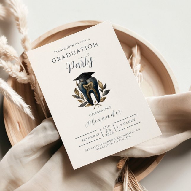 Invitation Blue Laurel Dental Graduation (Créateur téléchargé)