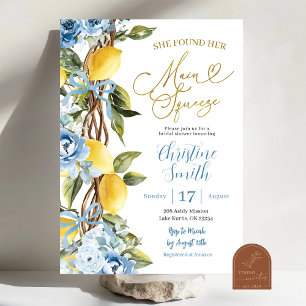 Invitation Blue Lemon et Bow Main Squeeze Fête de Mariage