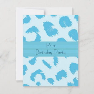 Invitation Blue Leopard Fourrure Motif Anniversaire Fête Invi