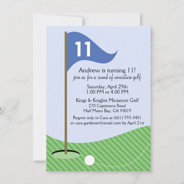 Invitation Blue Let's Par-Tee Miniature Golf Anniversaire (Devant)