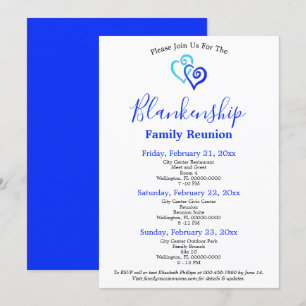 Invitation Blue Linked Hearts Famille Modèle de réunion