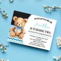 Blue Little Bear Anniversaire Beary Fun Celebratio
