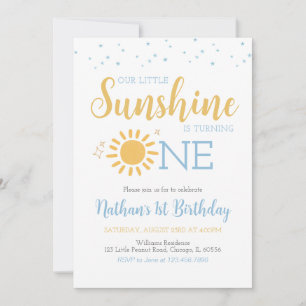 Invitation Blue Little Sunshine Anniversaire