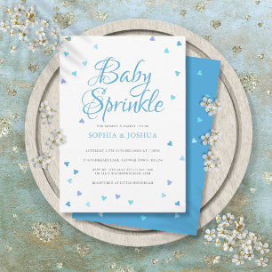 Invitation Blue Love Hearts Couples Baby Boy Sprinkle Douche