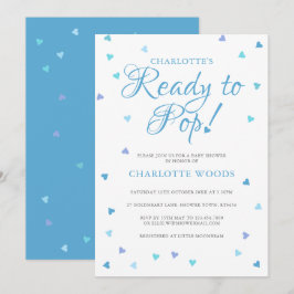Invitation Blue Love Hearts Prêt À Pop Baby Boy Douche