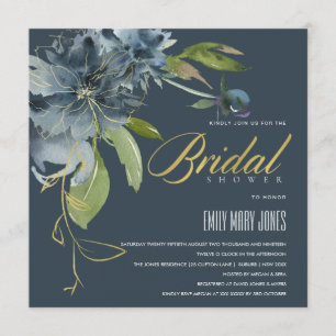INVITATION BLUE MARY OR FLORAL BOHO BLOOMS FÊTE DES MARIÉES