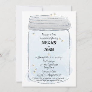 Invitation Blue Mason Jar et Fireflies