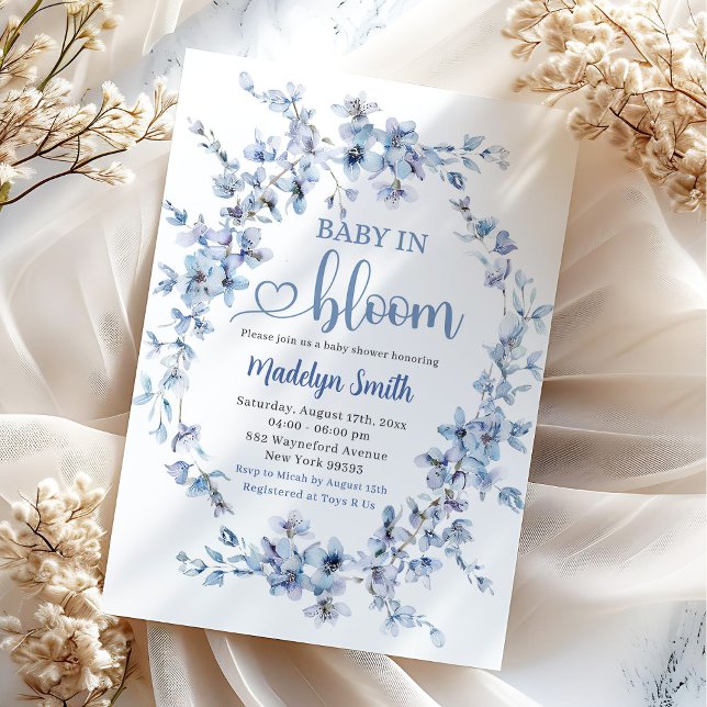 Invitation Blue Meadow Boho Baby in Bloom Baby shower (Créateur téléchargé)