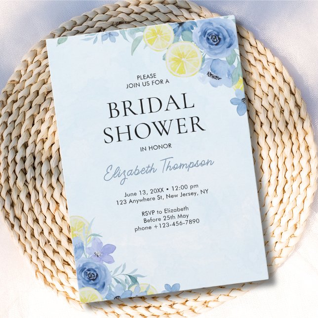 Invitation Blue Mediterranean Lemon Bridal shower (Créateur téléchargé)