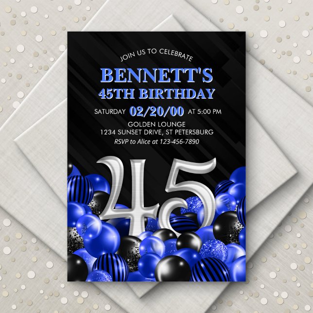 Invitation Blue Mens 45e anniversaire (Créateur téléchargé)