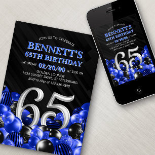 Invitation Blue Mens 65e anniversaire