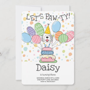 Invitation Blue & Merle Sheepadoodle Chien fête d'anniversair