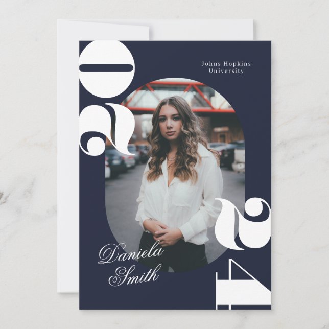 Invitation Blue Modern Bold Classe de 2024 Graduation (Devant)