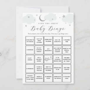 Invitation Blue Moon Trouvez l'invité Baby Bingo Game Card
