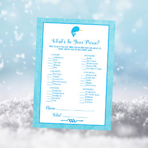 Invitation Blue Narwhal ce qui est dans votre sac de Baby sho