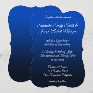 Invitation Blue Navy Ombre Elegant Mariage de calligraphie