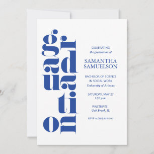 Invitation Blue No Photo Graduation