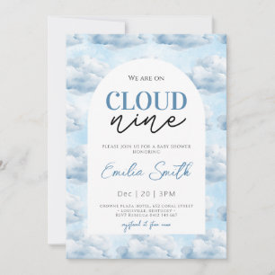 Invitation Blue Nous sommes sur Cloud Nine Baby shower douche