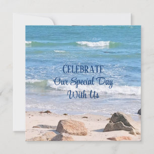 Invitation Blue Ocean Photo Beach Mariage extérieur