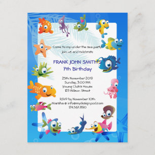 Invitation Blue Ocean Thème Fête d'anniversaire des enfants