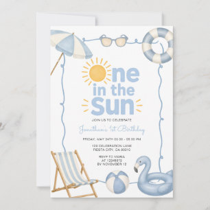Invitation Blue One in the Sun 1er Anniversaire Fête d'été au