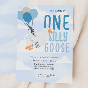 Invitation Blue One Silly Goose 1er anniversaire