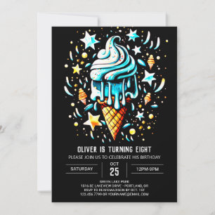 Invitation Blue Online Elegant Garçon Crème de glace Annivers