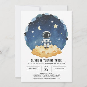 Invitation Blue Outerspace Astronaut moderne garçon Anniversa