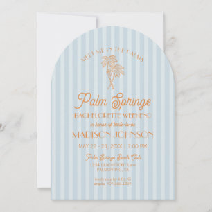 Invitation Blue Palm Springs Pastel Beach Bachelorette Party