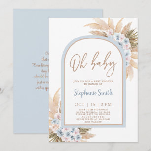 Invitation Blue Pampas Grass Arch Baby shower garçon Invitati