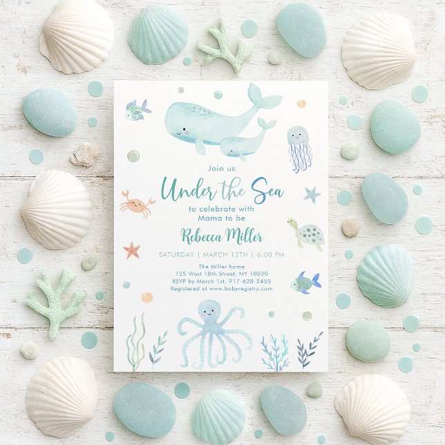 Invitation Blue Pastel Under the Sea Baby shower (Créateur téléchargé)