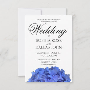 Invitation Blue periwinkel élégant floral hydrangeas Mariage