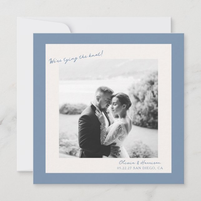 Invitation Blue Photo Wedding Save the Date (Devant)
