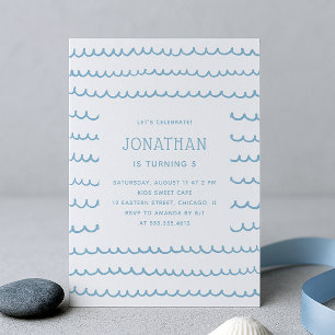 Invitation Blue Pool & Beach Party   Anniversaire de enfant n