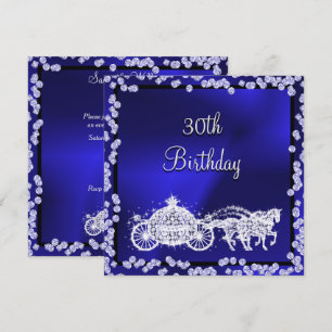 Invitation Blue Princess Coach & Horses 30e anniversaire