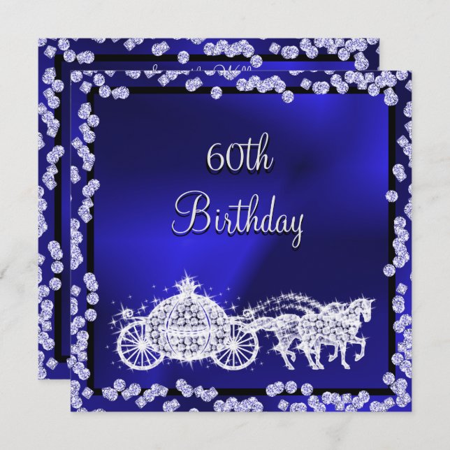 Invitation Blue Princess Coach & Horses 60e anniversaire (Devant / Derrière)