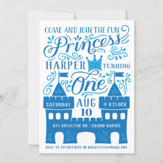 Invitation Blue Princess Winter Birthday Party