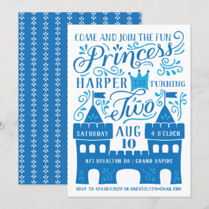 Invitation Blue Princess Winter Deuxième fête d'anniversaire