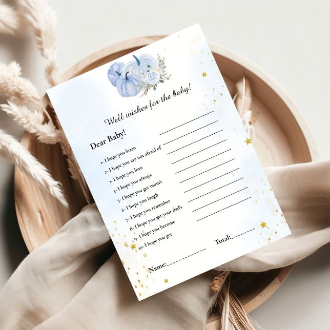 Invitation Blue Pumpkin souhaite pour le jeu de douche bébé C (Créateur téléchargé)