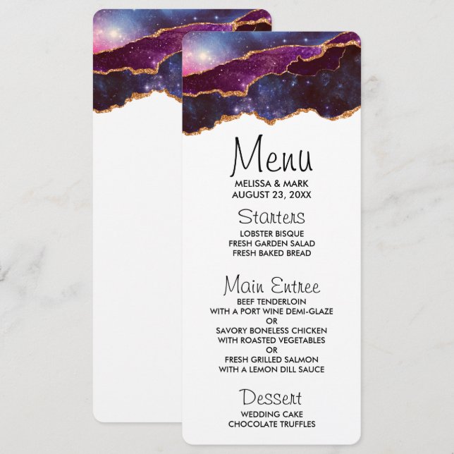 Invitation Blue & Purple Space & Stars Agate moderne (Devant / Derrière)