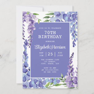 Invitation Blue Purple Wisteria Floral 70e anniversaire
