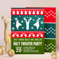 Blue Red et Green Reindeer Ugly Sweat Party