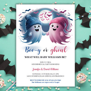 Invitation Blue Rose Boo y ou Ghoul Halloween Sexe Révéler