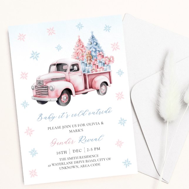 Invitation Blue Rose Cadeaux camion de Noël Genre Reveillez (Créateur téléchargé)