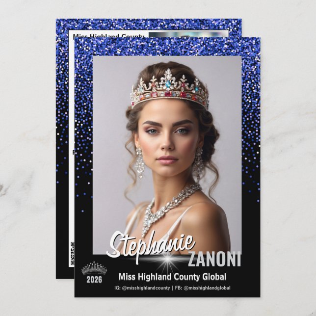 Invitation Blue Royale Pageant Autograph Card | QR Code (Devant / Derrière)