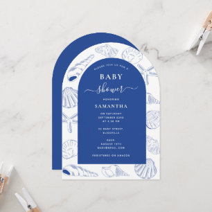 Invitation Blue Sea Shells Beach Summer Arch Baby shower