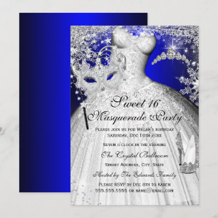 Invitation Blue & Silver Princess Masquerade Sweet