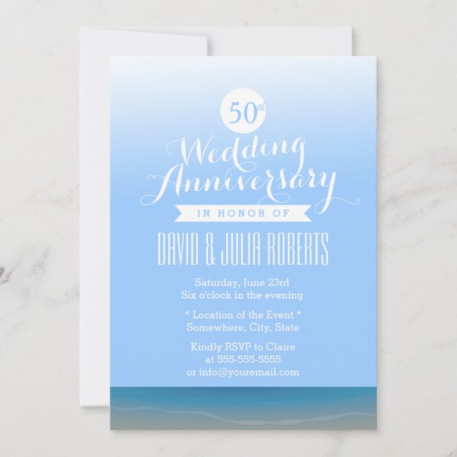 Invitation Blue Sky Beach Breeze Mariage Anniversaire (Devant)